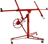 11FT Drywall Lifter Panel Hoist Dry Wall Rolling Caster Lifter Construction Tool 150LB Caster Wheel Lockable Tool Lift (Red)