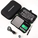 Digital Pocket Scale with Zipper Case, 200g x 0.01g High Precision Gram Scale, comes with Calibration Weight, USB Cable, Weighing Tray, Bright Backlit LCD Display, Herb Jewelry Food Coin Powder Travel