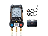 Testo 550s Kit I App Operated Digital Manifold for HVAC and Refrigeration with 2 x Wired Temperature clamp Probes I High and Low Side Pressure Measurement, Superheat and subcooling – with Bluetooth