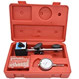 Dial Indicator with Magnetic Base and Point Precision Inspection Set, Long Arm 0-10mm Tester Gage Gauge 0.01mm, by NAKAO