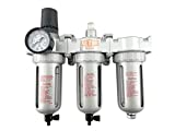 1/2' NPT MID FLOW Filter Regulator Coalescing Desiccant Dryer System For Compressed Air Lines, Poly Bowls, Great For Paint Spray And Plasma Cutter (MANUAL DRAIN)