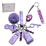 JAGAS Self Defense Keychain Set For Women and Kids 10 Pcs Self Protection Safety Keychain Accessories Including Safety Alarm Purple Medium Purple Kc