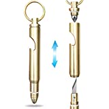 5 in 1 Multitool - Self Defense Keychain for Ladies Women - Pocket Utility Knife Mini Box Cutter - Window Glass Breaker Seatbelt Cutter - EDC Bottle Opener - Slotted Screwdriver (Brass)