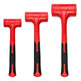 YIYITOOLS Dead Blow Hammer Set, 3 Piece/16oz(1LB),27oz(1.5LB),45oz(3LB),Red and Black, Shockproof Design, No Rebound Mallet Unibody Molded Checkered Grip Spark and Rebound Resistant (YY-3-013)