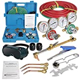 ZenStyle Oxygen & Acetylene Gas Cutting Torch and Welding Kit Portable Oxy Brazing Welder Tool Set with Two Hose,Regulator Gauges,Storage Case