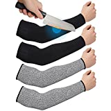 2 Pairs Level 5 Cut Resistant Sleeves 15.7 Inch Thin Arm Protectors Arm Guard Arm Protectors for Thin Skin and Bruising Arm Sleeves for Men (Gray, Black)