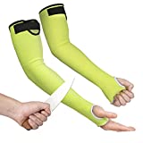 Kevlar-Sleeves Arm Protectors for Thin Skin and Bruising, Cut Resistant Sleeves with Thumb Hole for Gardening, Welding, Kitchen, Arm Guards for Biting, Pet Grooming, 1 Pair, Green