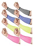 4 Pairs Cut Resistant Sleeve Level 5 Protection Sleeve Arm Protective Sleeves for Men Women Anti Abrasion Anti Scratches (Grey, Blue, Pink, Yellow)