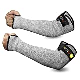 MIG4U Cut Resistant Sleeves Arm Guards Safety Protection with Thumb Holes for Men and Women Yard Work, Construction, Farm, Gardening ,Adjustable fit 1pair 18' grey