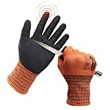 Schwer Cut Resistant Gloves Level 9, Touchscreen, Sandy Nitrile Coated Safety Work Gloves With Grip, for Handle Glass, Detect Metal, HVAC, Gardening, Warehouse, Construction,Wood Work, Automotive(M)