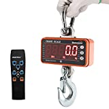 Bonvoisin Digital Crane Scale 1000kg/2000lb Industrial Heavy Duty Hanging Scale with Remote Control Portable Electronic Weighing Crane Scale 5-Digit LED Display CE Certified (1000kg, Orange)