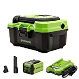 Greenworks 40V 3-Gallon Wet / Dry Shop Vacuum, 2Ah USB Battery and Charger Included