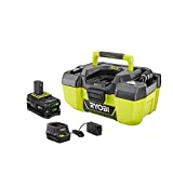 RYOBI 18-Volt ONE + Lithium-Ion Cordless 3 Gal. Project Wet/Dry Vacuum with Acessory Storage, 4.0 Ah Battery and Charger