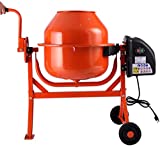 Electric Portable Cement Mixer 2 1/4 Cu Ft, Concrete Mixer Wheelbarrow Machine, Mixing Mortar Stucco Seeds, 110V (Orange)