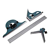 Combination Square SetStainless Steel Universal Bevel 180 Degree Angle Combination Square Protractor Ruler Set for Measuring Inner and Outer Angles of The Parts