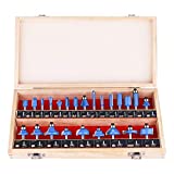 KOWOOD Router Bits Sets of 24A Pieces 1/4 Inch Shank Router Bit Set T Shape - for Commercial Users and Beginners