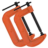2 Pack 4 Inch C-Clamp Set, Heavy Duty G Clamps with 4-Inch Jaw Opening Sliding T-Bar Handle, Industrial Strength 4' C Clamps for Woodworking, Welding, Building