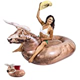 GoFloats Giant Inflatable Buckin' Bull Pool Float - Grab Summer by The Horns. Raft Includes Bonus Drink Float - Fun for Kids and Adults