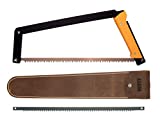 AGAWA - BOREAL21 Backwoods Kit - 21 Inch Folding Bow Saw, 21' Premium Leather Sheath, Additional 21' Aggressive Blade (Black Frame - Yellow Handle)