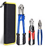 KOTTO Bolt Cutter Pliers Set Industrial Heavy Duty Soft Rubber 14' and Mini 8' Bolt Cutters, 8' High Leverage Cable Cutter with Carrying Case Easily Cut Locks, Barbed Wire, Thick Wire