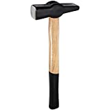 Blacksmiths' Hammer 0000811-1000 Professional Metalworking Forging Tool Swedish Pattern Round Square Face Cross Peen Engineer Hammer with Wooden Handle Black Head (2.2 lbs/1000g)