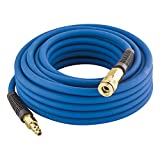 Estwing E1450PVCR 1/4' x 50' PVC / Rubber Hybrid Air Hose with Fittings Lightweight Kink-Resistant Compressed Air Hose with Solid Brass Couplings, Blue and Yellow