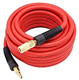 YOTOO Hybrid Air Hose 3/8-Inch by 50-Feet 300 PSI Heavy Duty, Lightweight, Kink Resistant, All-Weather Flexibility with 1/4-Inch Brass Male Fittings, Bend Restrictors, Red