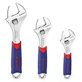 WORKPRO 3-piece Adjustable Wrench Set CR-V with Rubberized Anti-Slip Grips 10-inch, 8-inch, 6-inch
