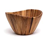 Lipper International Acacia Wave Serving Bowl for Fruits or Salads, Large, 12' Diameter x 7' Height, Single Bowl