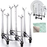 Marbrasse Retractable Cup Drying Rack, Drinking Glass and Sports Bottle Drainer Stand, Plastic Bag Dryer and Mug Tree with Non-Slip Bottom for Kitchen Countertop