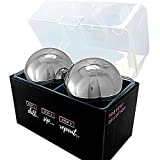 Metal Whiskey Stones - Reusable Stainless Steel Ice Cube - Giant Whiskey Balls Drink Chiller - Whisky Stone Set of 2 Chilling Stones - Whiskey Rocks - Cool Bourbon Gifts for Men for Fathers Day