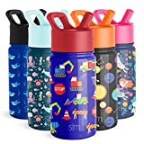 Simple Modern Kids Water Bottle with Straw Lid | Insulated Stainless Steel Reusable Tumbler for Toddlers, Girls, Boys | Summit Collection | 14oz, Under Construction