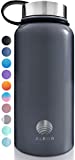 ALBOR Insulated Water Bottle with Straw - 32 oz Water Bottles - Triple Insulated Stainless Steel Water Bottles with 4 Leak-Proof Lids and 2 Straws. Reusable Water Bottle, Graphite