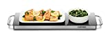 Chefman Long Electric Warming Plate Heating Element, Prep Food for Parties, Stainless Steel Frame & Tempered Glass Surface, Buffet at Home, for Trays & Dishes, Cool-Touch Handles, Black, 23.8' x 8.6'