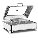 Aprilhp Food Warmers for Parties Buffets Electric, Stainless Steel Buffet Server and Warming Tray, 9L, Chafing Dish Buffet Set - Adjustable Temperature + Hot Plate Electricgn 1/3