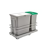 Rev-A-Shelf 5SBWC-815S-1 Sink Base Double Pull Out Waste Containers with Reduced Depth for Trash and Recyclables with Soft Close Slides