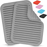 Zulay 2 Pack (9'x12') Silicone Trivets For Hot Pots and Pans - Multi-Purpose & Versatile Trivet Mat - Heat Resistant Silicone Trivet - Durable & Flexible Hot Pads For Kitchen Counter - Gray