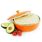 Uno Casa Ceramic Tortilla Warmer and Holder - 8.6 Inch Microwave and Oven Safe Tortilla Keeper, Handy Pancake Warmer with Tight Lid for Fresh Tortillas, Two-Color Taco Warmer