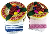 Tortillero & Pancake Handwoven Basket & Handloomed Tortilla Cloth 2 Pack Warmer Keeper Bundle 100% Palm Mexican Art - Multicolor