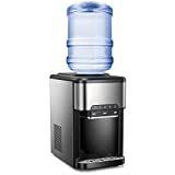 Kismile 3-in-1 Water Cooler Dispenser, Top Loading Water Cooler with Built-in Ice Maker, 3 Temperatures Setting - Hot, Cold & Room Water, for Home/Office/Dormitory Use.