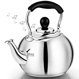 DclobTop Stove Top Whistling Tea Kettle 2.5 Quart Classic Teapot Mirror Polished Culinary Grade Stainless Steel Teapot for Stovetop