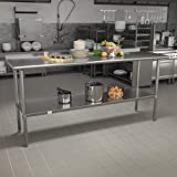 Flash Furniture Stainless Steel 18 Gauge Prep and Work Table with 1.5' Backsplash and Undershelf - NSF Certified - 72' W x 30' D x 36' H