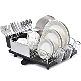 TOOLF Dish Rack,304 Stainless Steel Dish Drying Rack for Kitchen Counter, Dish Drainer for Large Capacity,Black…