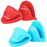 Acronde 2 Pairs Mini Oven Gloves Silicone Heat Resistant Cooking Pinch Mitts Potholder for Kitchen Cooking & Baking (Red and Blue)