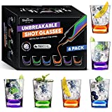 SWOOC - Unbreakable Shot Glasses Set (6 Pack) - 250x Stronger Than Glass, 25x Stronger Than Acrylic - Colorful & Dishwasher-Safe - 1.5oz Reusable Drinkware for Indoor / Outdoor Fun - DUNZO Compatible