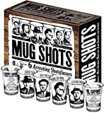 Mug Shots - 6 Piece Shot Glass Set of Famous Gangster Mugshots - Comes in a Colorful Gift Box