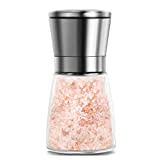 Mincham Manual Salt or Pepper Grinder for Professional Chef, Best Spice Mill with Stainless Steel Cap, Ceramic Blades and Adjustable Coarseness, Refillable Glass Body with 6OZ Capacity