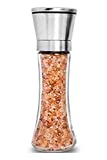 HOME EC Premium Stainless Steel Salt or Pepper Grinder 1pk - Adjustable Ceramic Sea Salt Grinder or Pepper Grinder - Tall Glass Salt or Pepper Shakers Pepper Mill or Salt Mill w/EBook