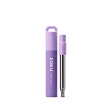 ZOKU Reusable Pocket Straw, Telescopic Stainless Steel Drinking Straw with Silicone Mouthpiece, Adjustable to 9 Inches, Purple