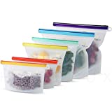 Homelux Theory Reusable Silicone Food Storage Bags | LEAKPROOF, AIRTIGHT | 100% Food Grade Silicone | Keep fruit, snacks, veggie, sandwich fresh | travel picnic lunch (2 Large + 2 Medium + 2 Small)